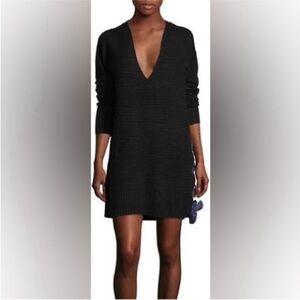 Free People Heart It Laces Black V-Neck Oversized Sweater Dress